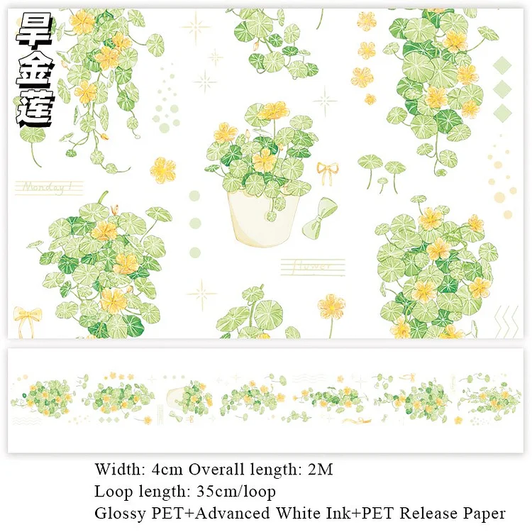 JOURNALSAY 200cm Cute Characters Cartoon Transparent PET Washi Tape Journal Scrapbooking Material