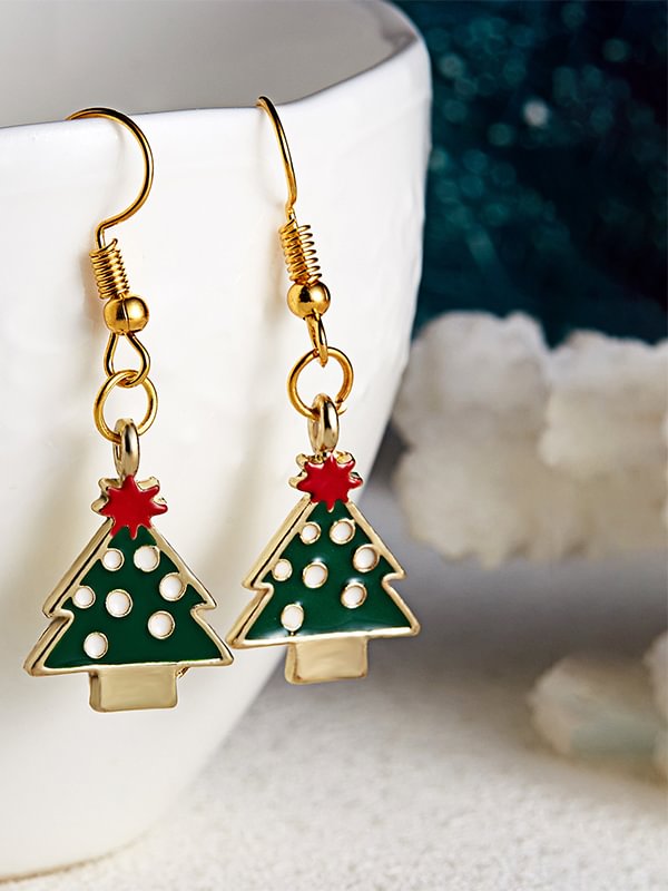 Stylish Ear Hook Christmas Tree Earrings