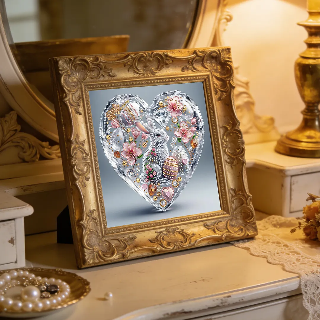 Easter Rabbit Special Shaped 5D DIY Partial Drill Diamond Painting Kits for Adults Beginners Home Decor Diamonds Paintings Gem Art 30x30cm