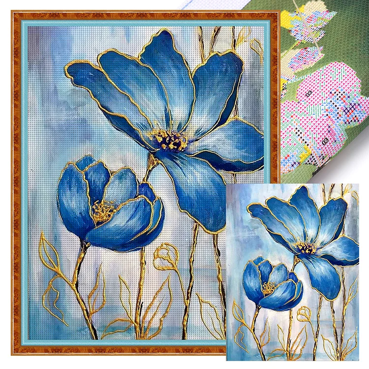 Oil Painting Flowers 11CT (40*55CM) Stamped Cross Stitch gbfke