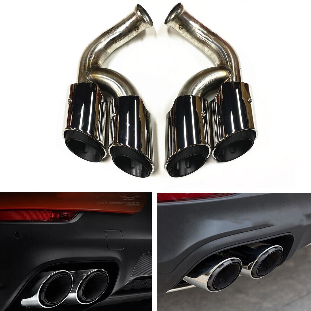 Silver GTS Style Tail Exhaust Tips Muffler Pipe For Porsche Cayenne V6 2015-2017 voiturehub dxncar