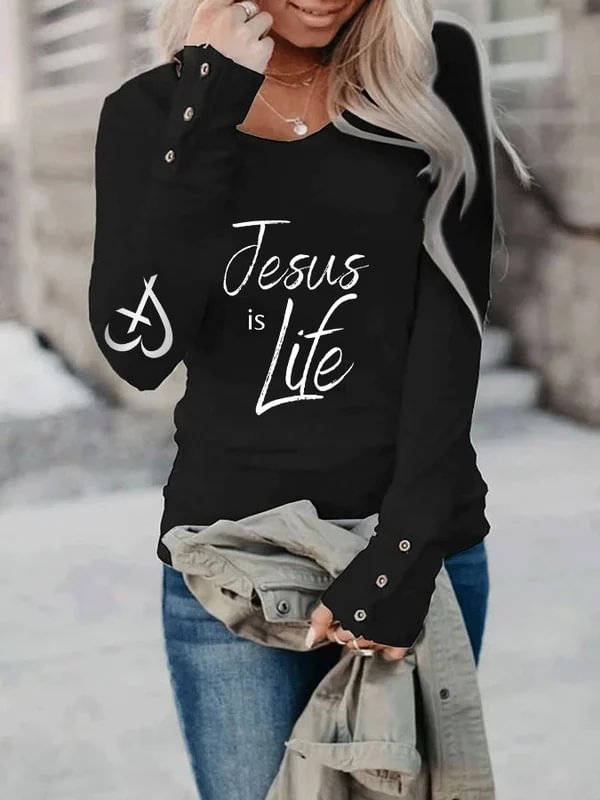 Women's Jesus Is Life Pint Casual Loose T-Shirt