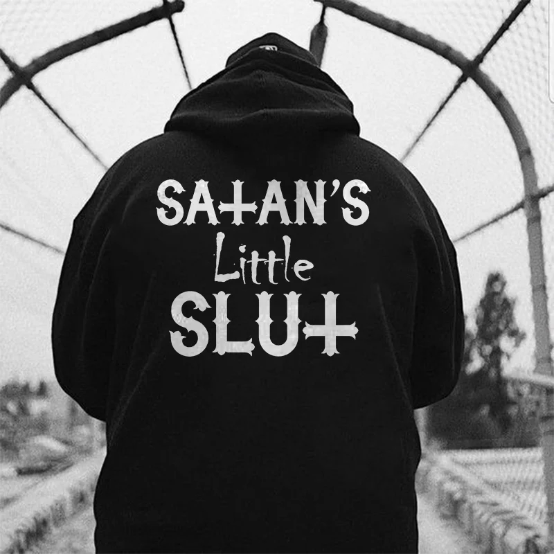 Satan's Little Slut Printed Men's Hoodie -  