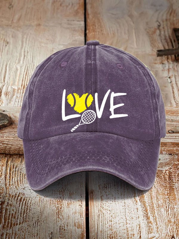 love tennis printed hat