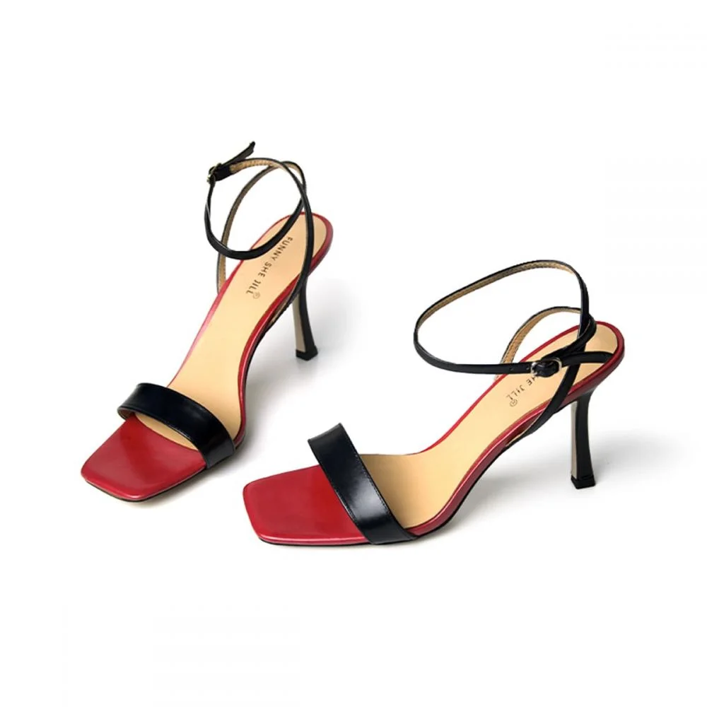 Strap Sandals Heels Open Toe Heels Leather Sandals For Women Nicepairs