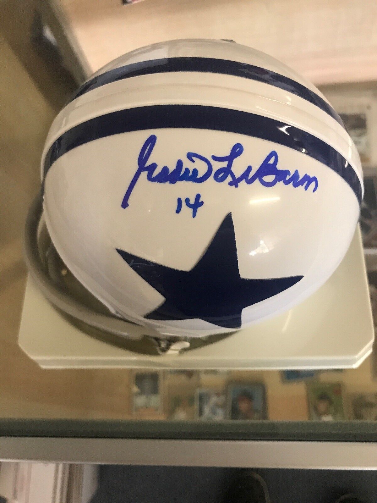 Eddie Lebaron autographed 1960-62 White Dallas Cowboys Mini Helmet J27