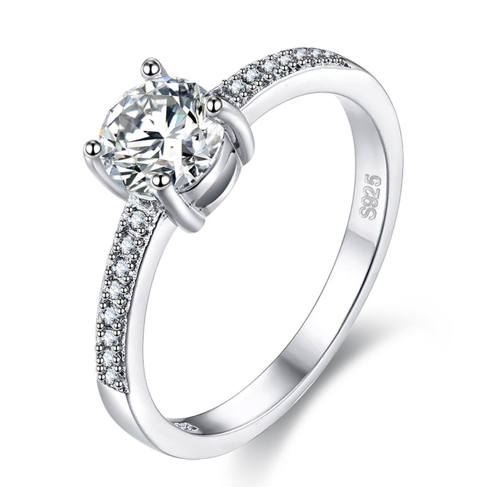 

Women Jewelry Wedding Ring 4 Claw Single Row Zircon Rhinestone Ring Gift, 501 Original