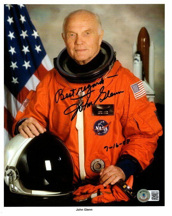 JOHN GLENN signed 8x10 NASA ASTRONAUT Photo Poster painting Beckett BAS LOA