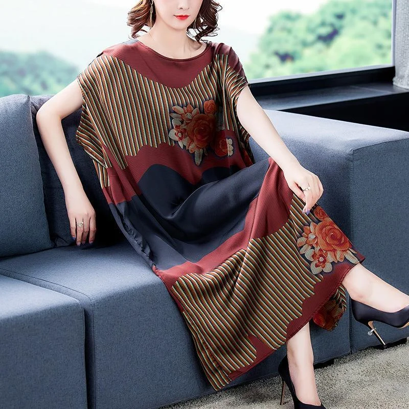 Summer retro temperament mulberry silk dress