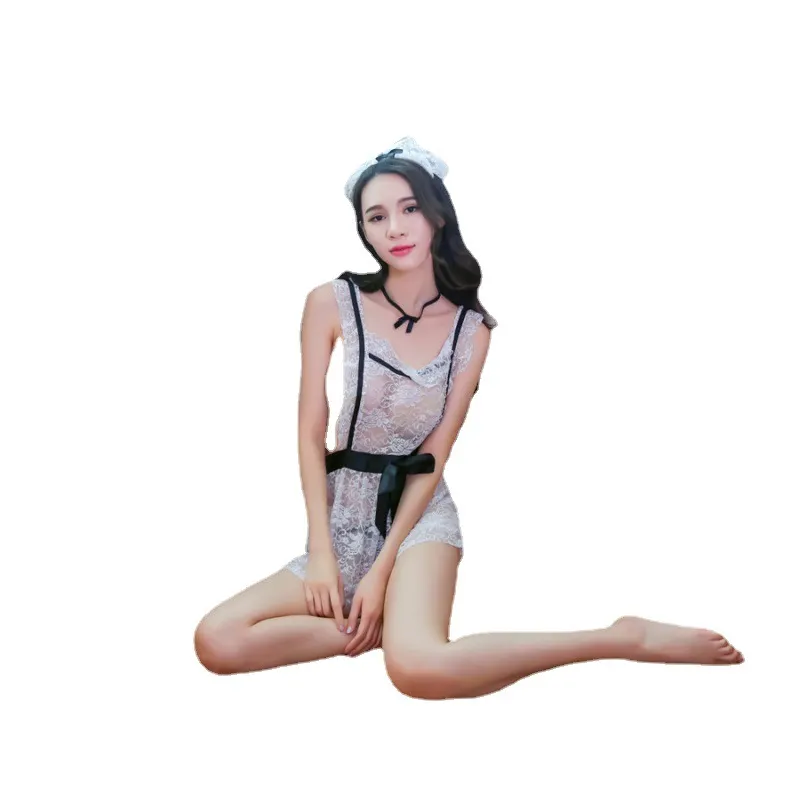 Churchf Night Swearing Lingerie Sexy Seduction Cute Maid Maid Maid Uniform Apron Bareback Passion Seduction Pajamas