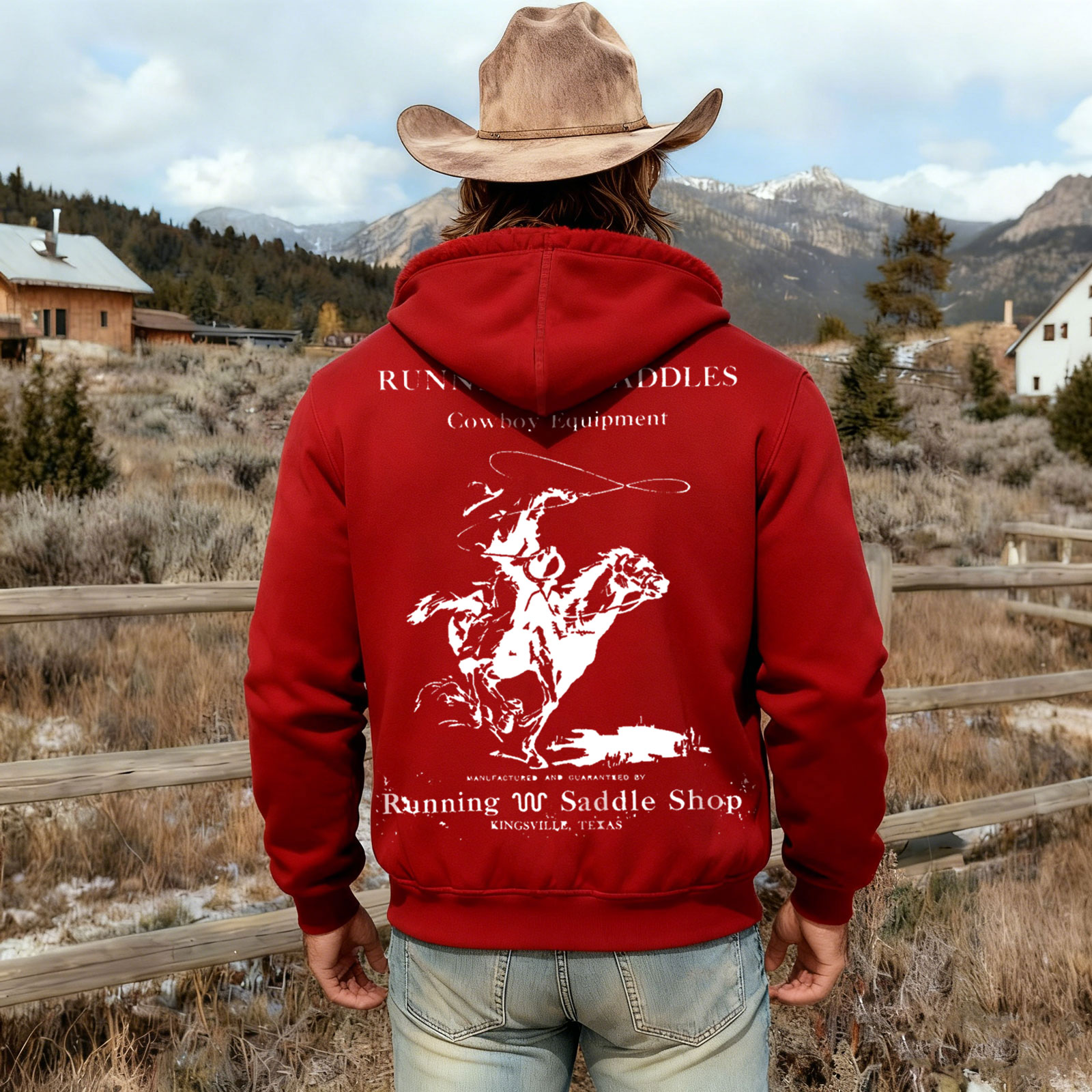 Cowboy-Inspired Hoodie With Graphic Design For Outdoor Adventures