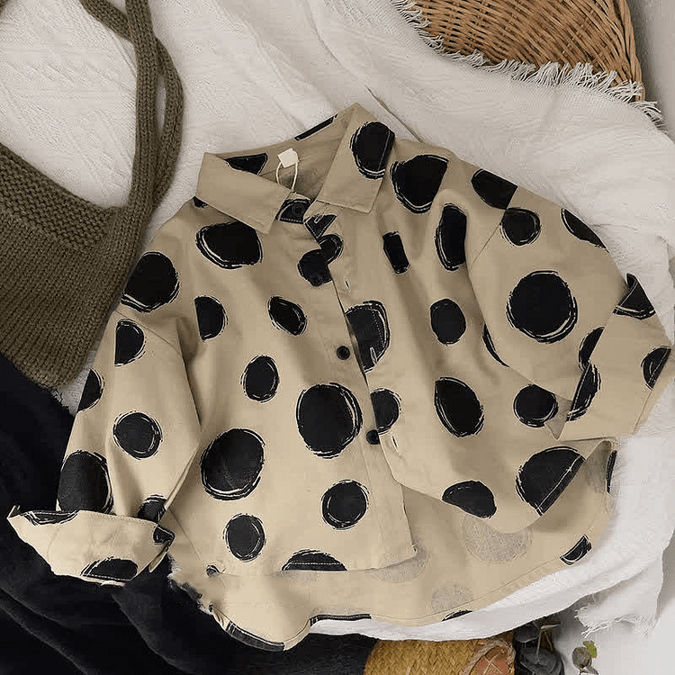 Toddler Boy Dot Polo Collar Linen Shirt