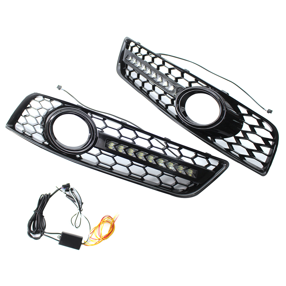 

Front Lower Bumper Cover Fog Light Grille with LED DRL for Audi A3 8P 09-13, 501 Original