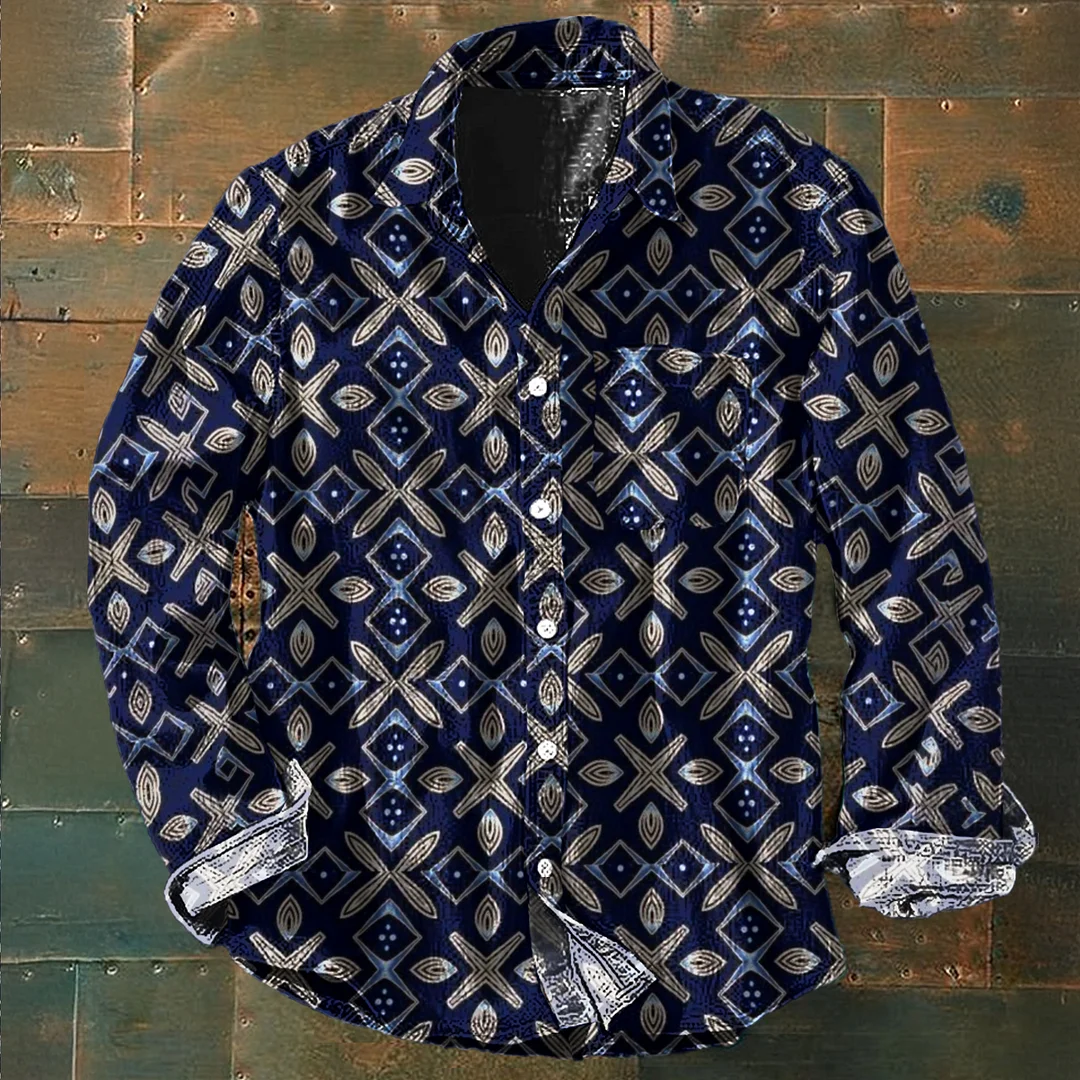 Vibrant Brushstroke Art-Inspired Button-Up Shirt