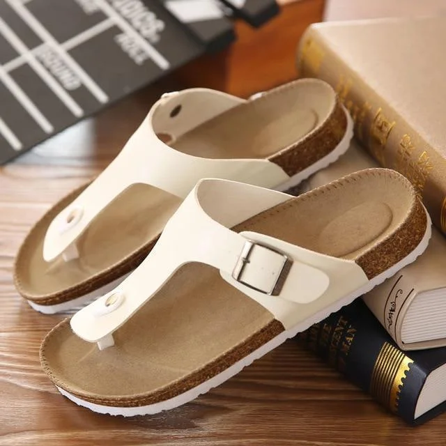 Men's PU Leather Slippers Sandals Flip Flops Summer Beach Sandals