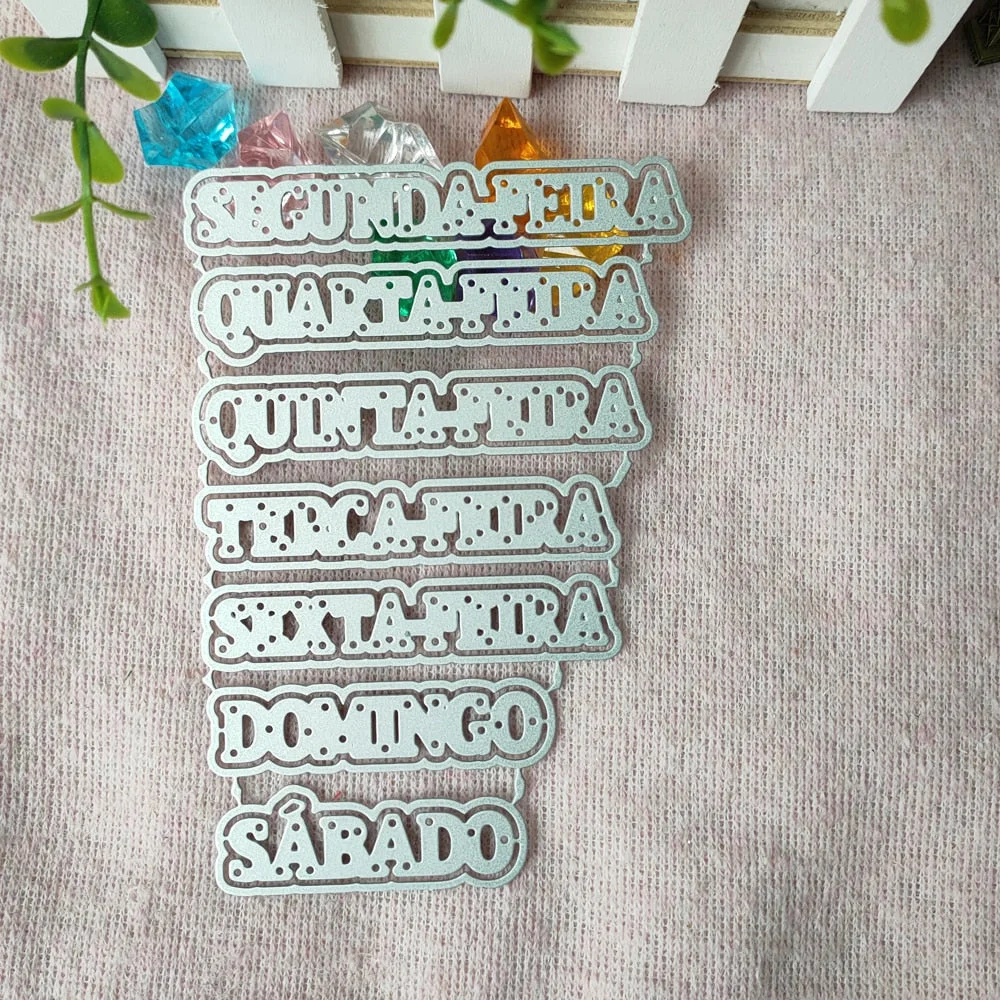 New 7Pcs 1 week words metal cutting Die mold frame for scrapbook photo album decoration carving handmade paper card