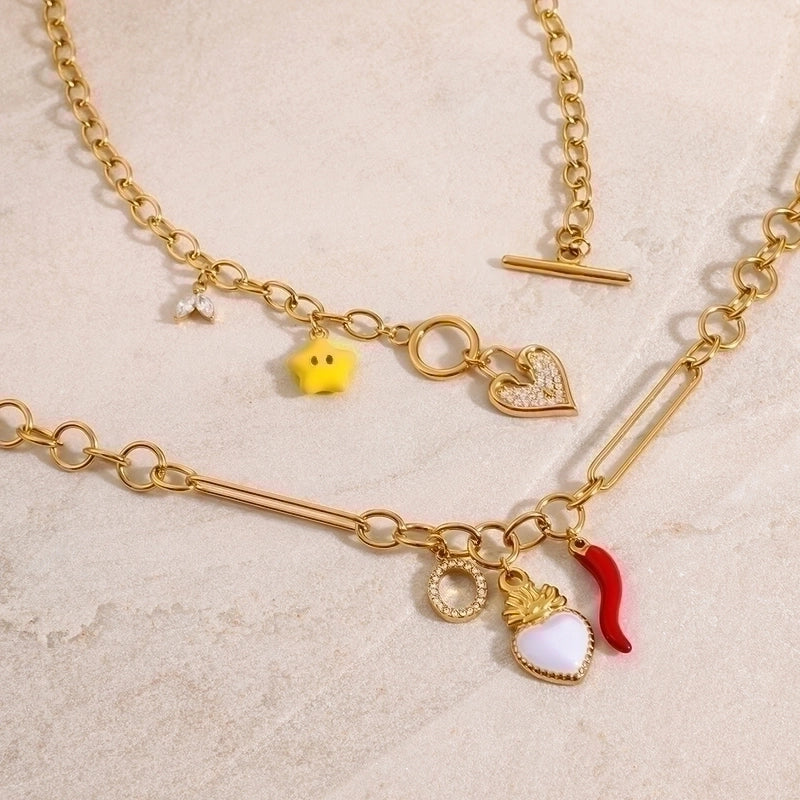 3 Pieces 304 Stainless Steel Letter Fruit Pendant