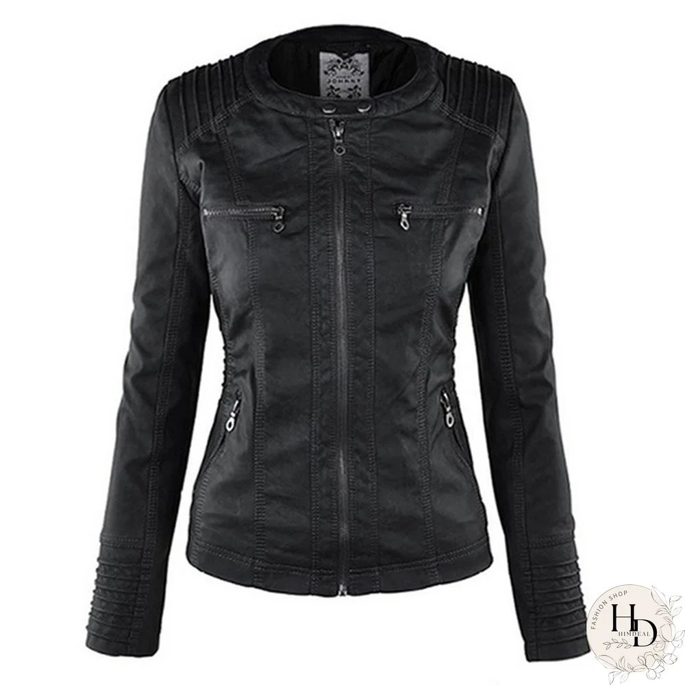 5 Color Women Fashion Long Sleeve Zipper Leather Jackets Removable Hooded Coat Ladies Plus Size Cool Motorcycle Coat Outwear