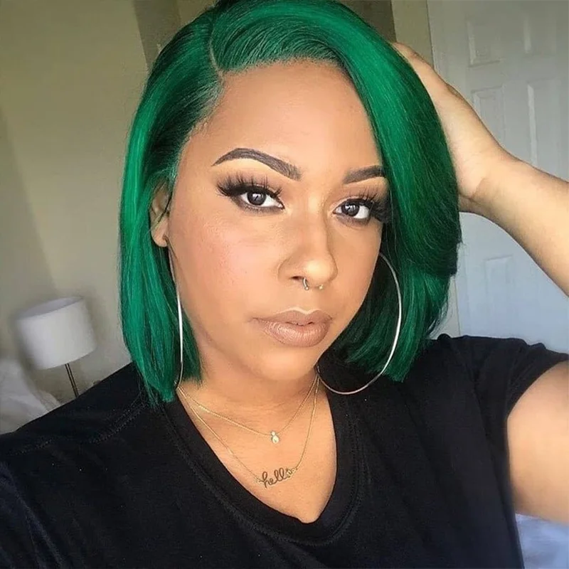 Jewtribute Hair®|Green  Straight Short Bob Wig For Women 