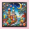 Colored Houses-14CT Stamped Cross Stitch 40*40cm/15.75*15.75in tapestrymarket