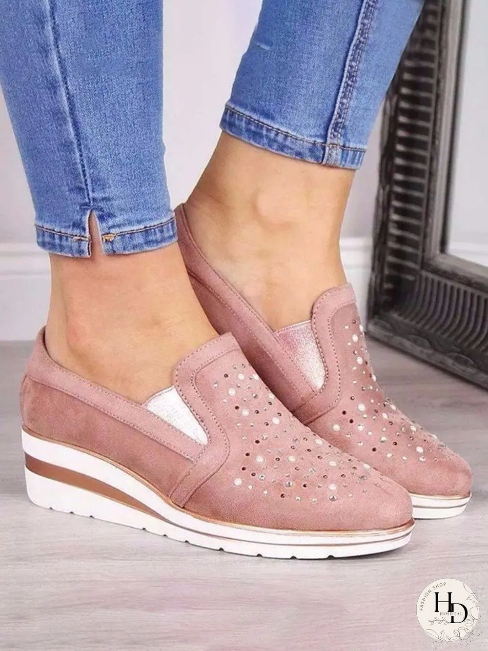 Comfortable Rhinestone Slope Casual Shoes