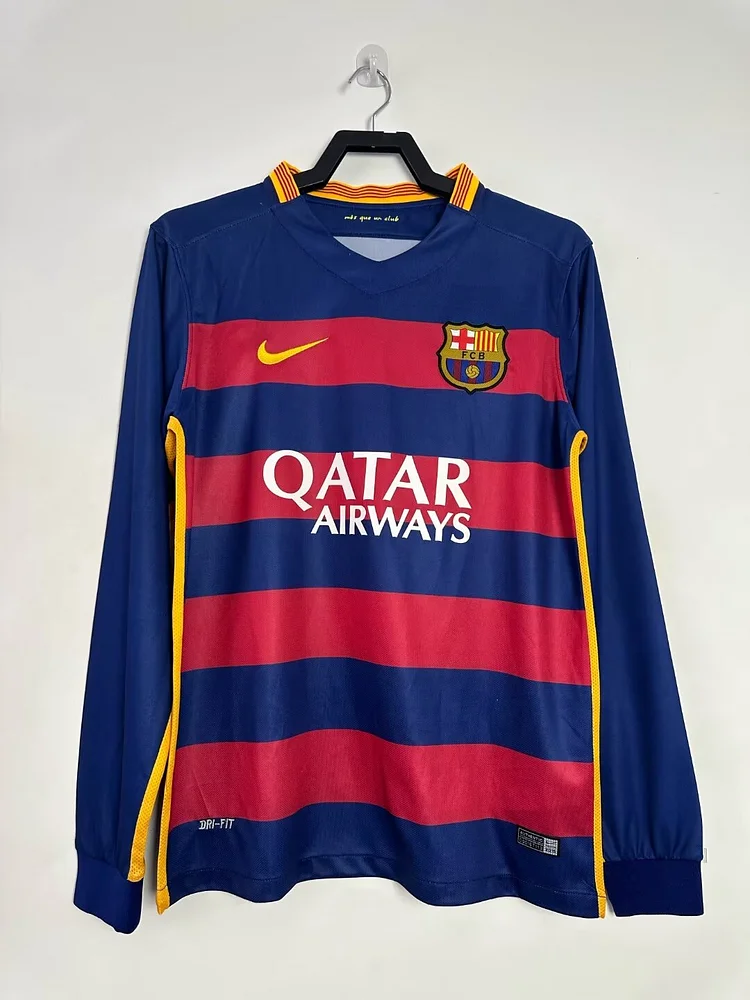 2015-16 Barcelona Home Long Sleeve Retro Jersey