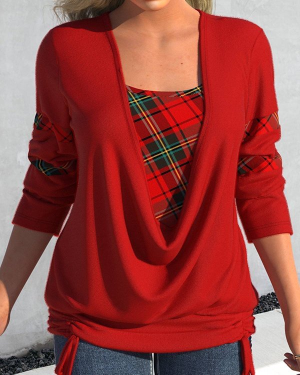 Christmas Plaid Fake Two T-Shirts