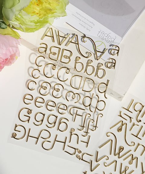 3 Sheets 3D Gold Letter Stickers Set-Himinee.com