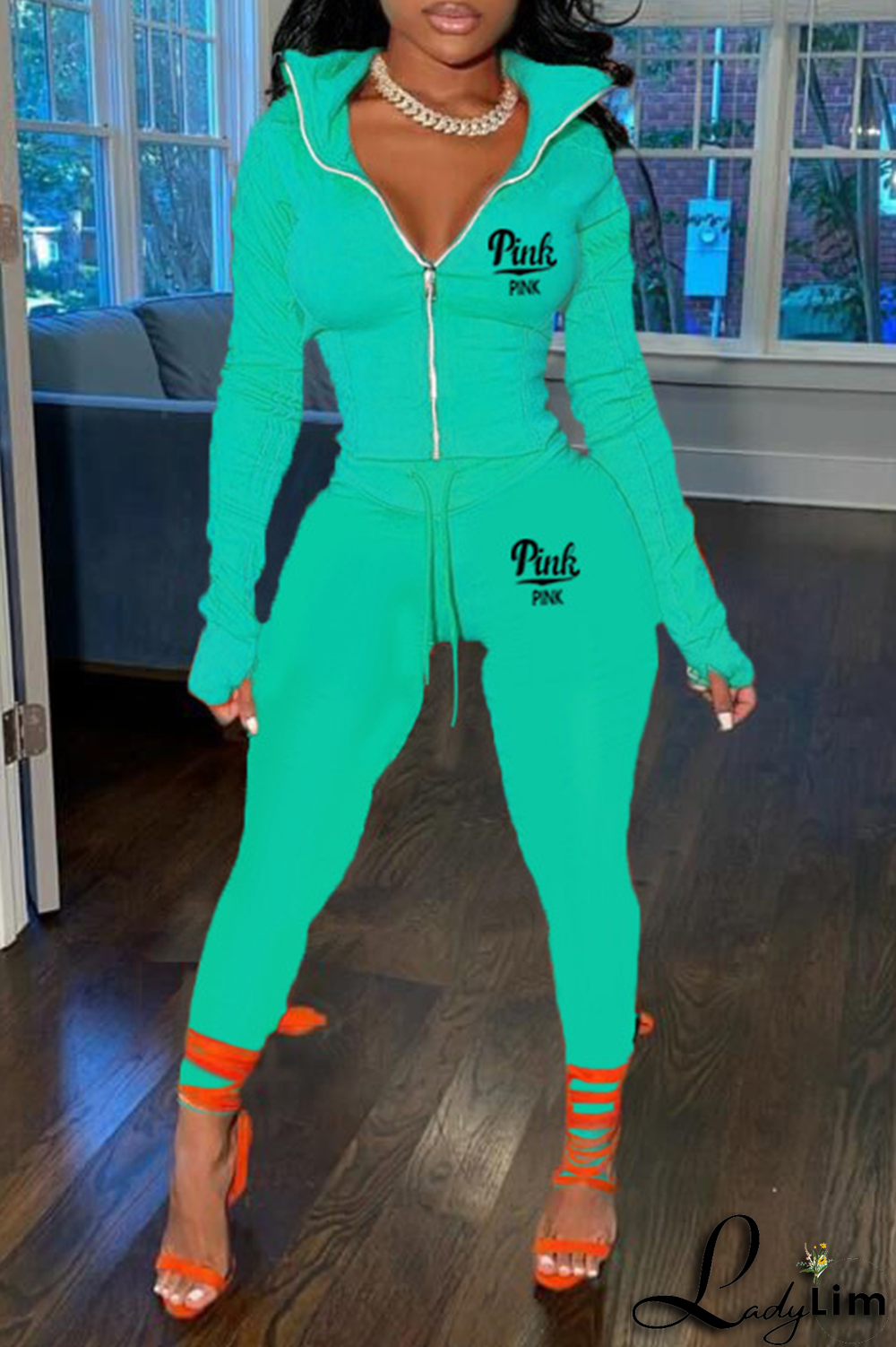 Red Fashion Print Patchwork Turndown Collar Long Sleeve Two Pieces