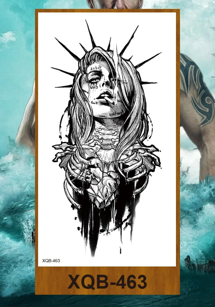 Temporary Tattoos Stickers Beauty & Snake Bear Owl Fox Mermaid Egypt Queen Sexy Men Women Girl Flower Arm Body Chest Fake Tatoo