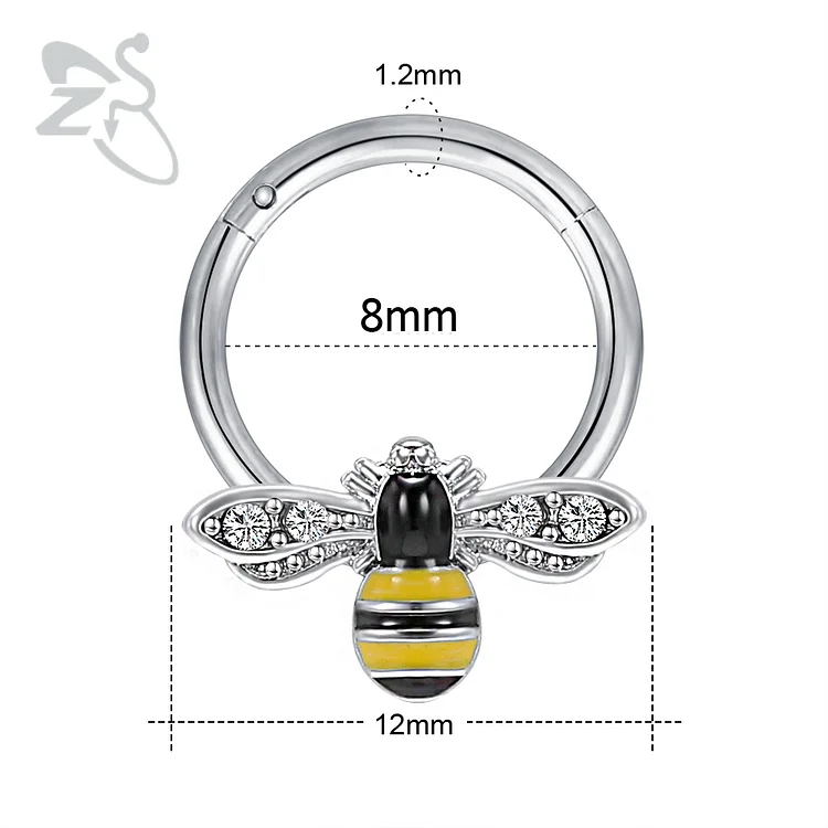 1PC 16G Bat Bee Septum Nose Ring Stainless Steel Hoop Nose Piecring Crystal Septum Clicker Spike Ear Tragus Helix Piercings