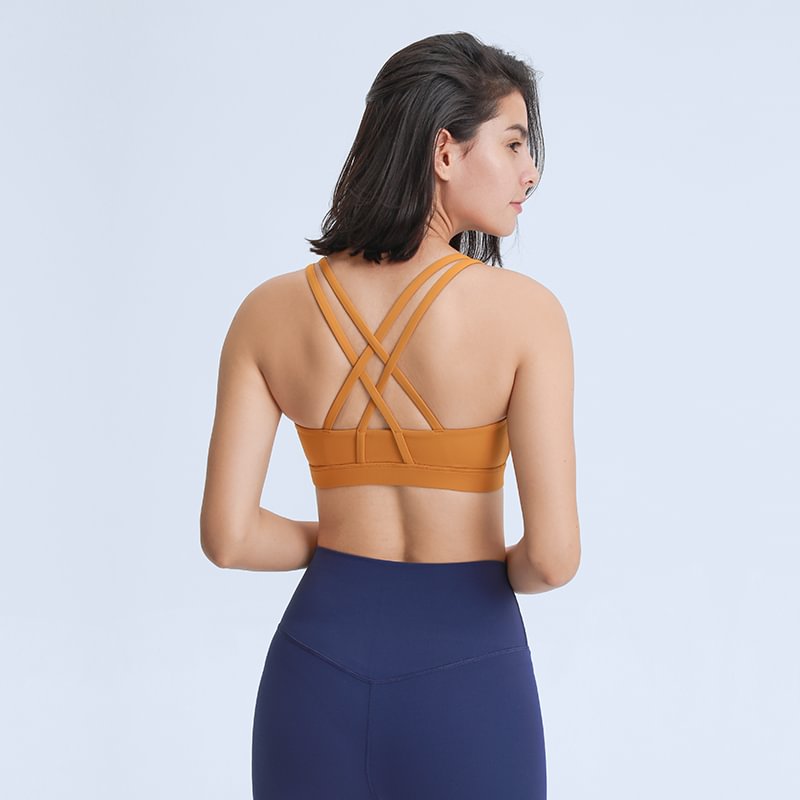 Naked Feel Cross Criss Back High Impact Sanding Sports Yoga Bra