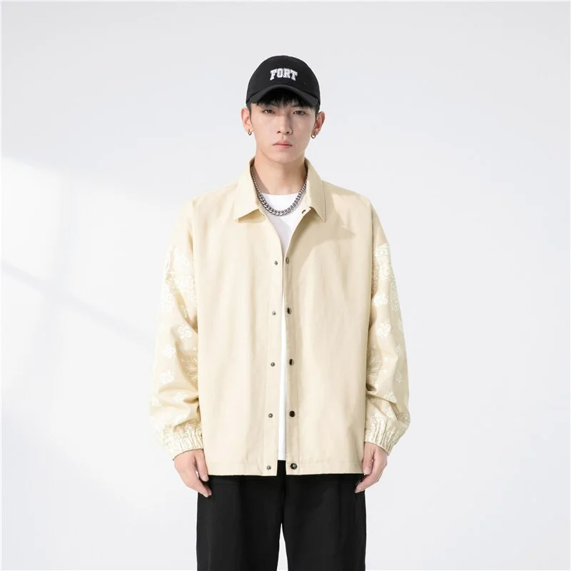 Aonga In The Early Autumn Of  New Students' Street Clothes Were Printed With Simple And Loose-Fitting Fashion Cotton Pocket Jacket
