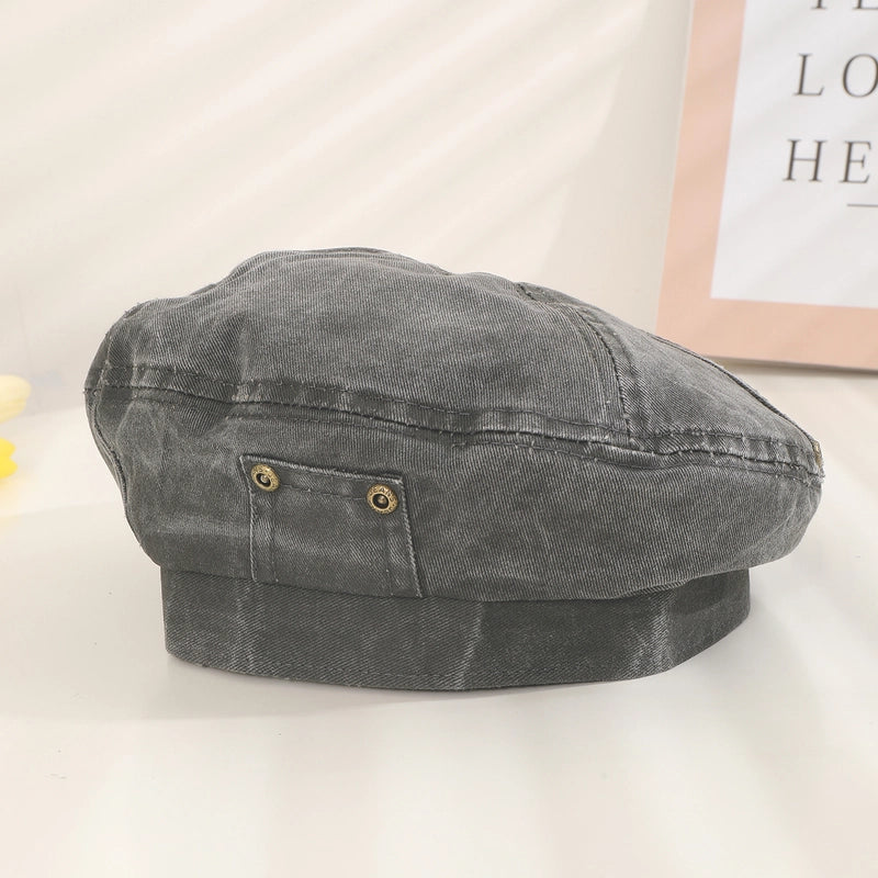 Women’s Japanese Style Minimalist Streetwear Solid Color Eaveless Beret Hat