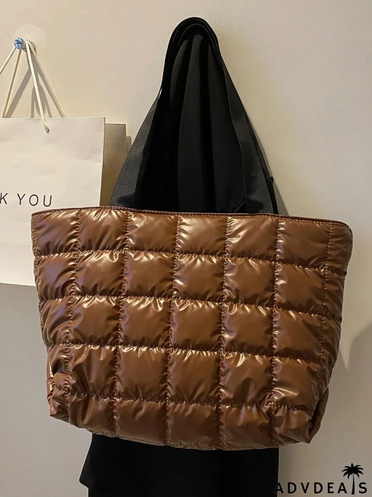 Plaid Shoulder Tote Bag