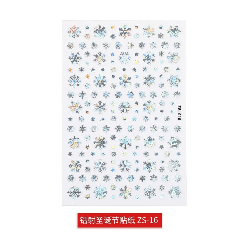 New Laser Christmas Nail Art Sticker Waterproof Adhesive Nail Decal Explosion Style Christmas Nail Art Ornament Nail Accesoires-Nail Inspo