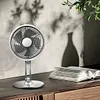 Small Stainless Steel Desk Fan For Office, Portable And Rechargeable (Titanium silver), 144&times;144&times;(175-295) mm
