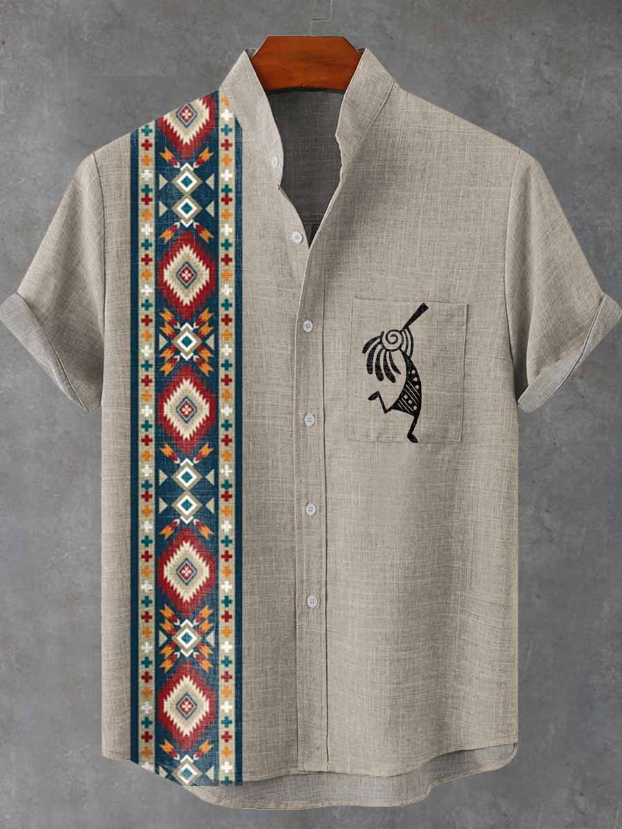 Vintage Ethnic Art Patterns Vintage Print Casual 100% Cotton Shirt