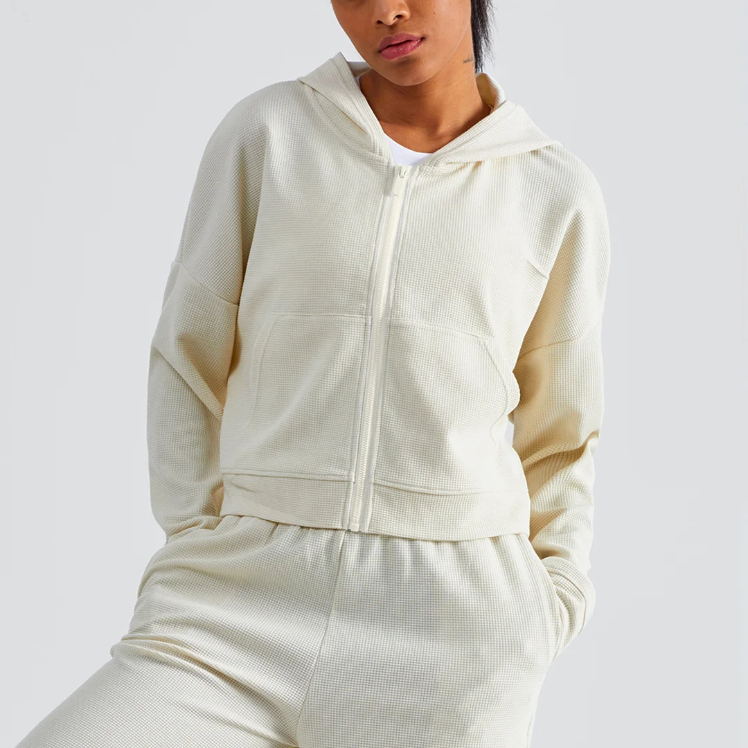 Waffle drawstring hoodie
