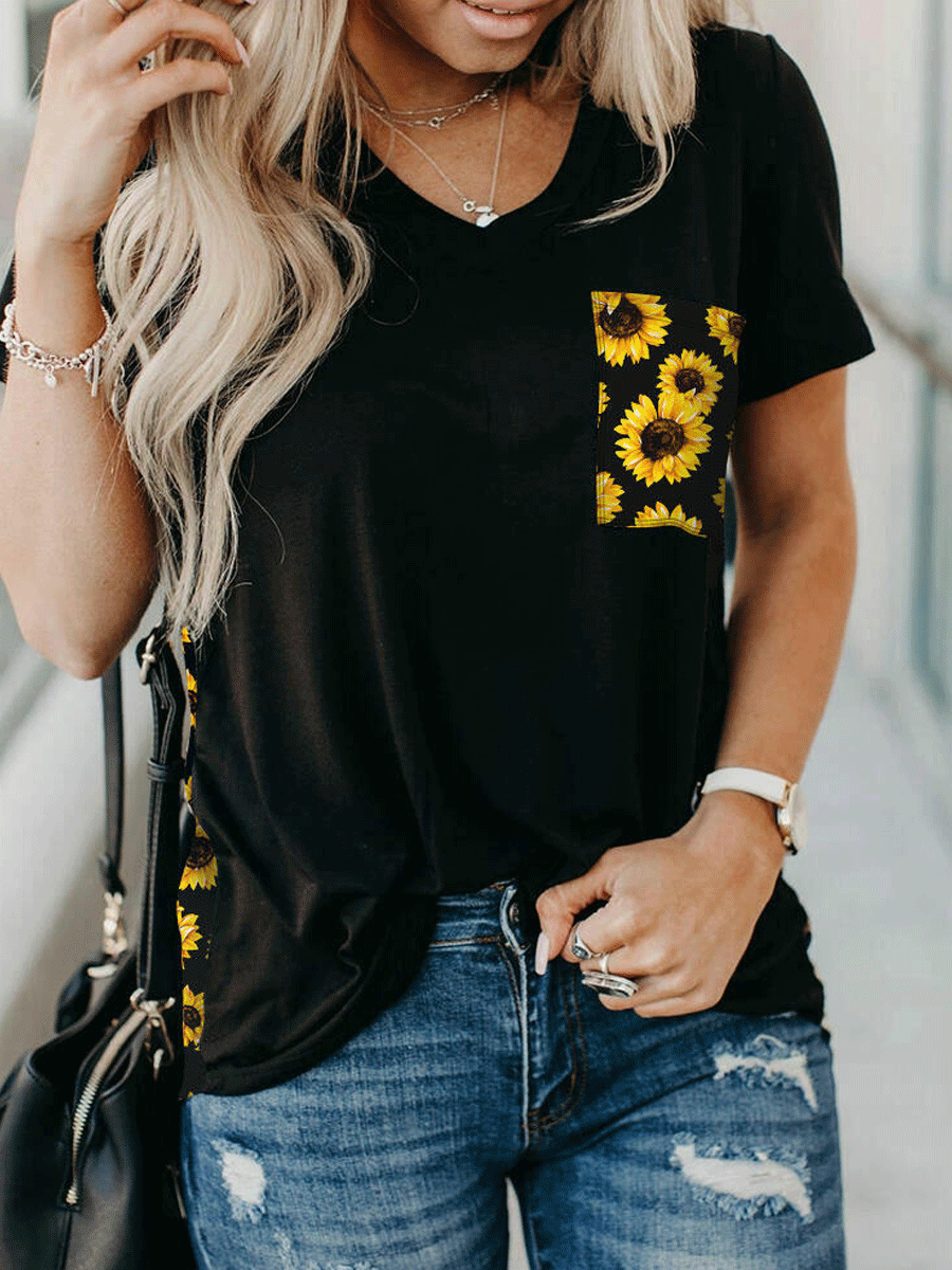 Leopard/Sunflower Short Sleeve T-shirt