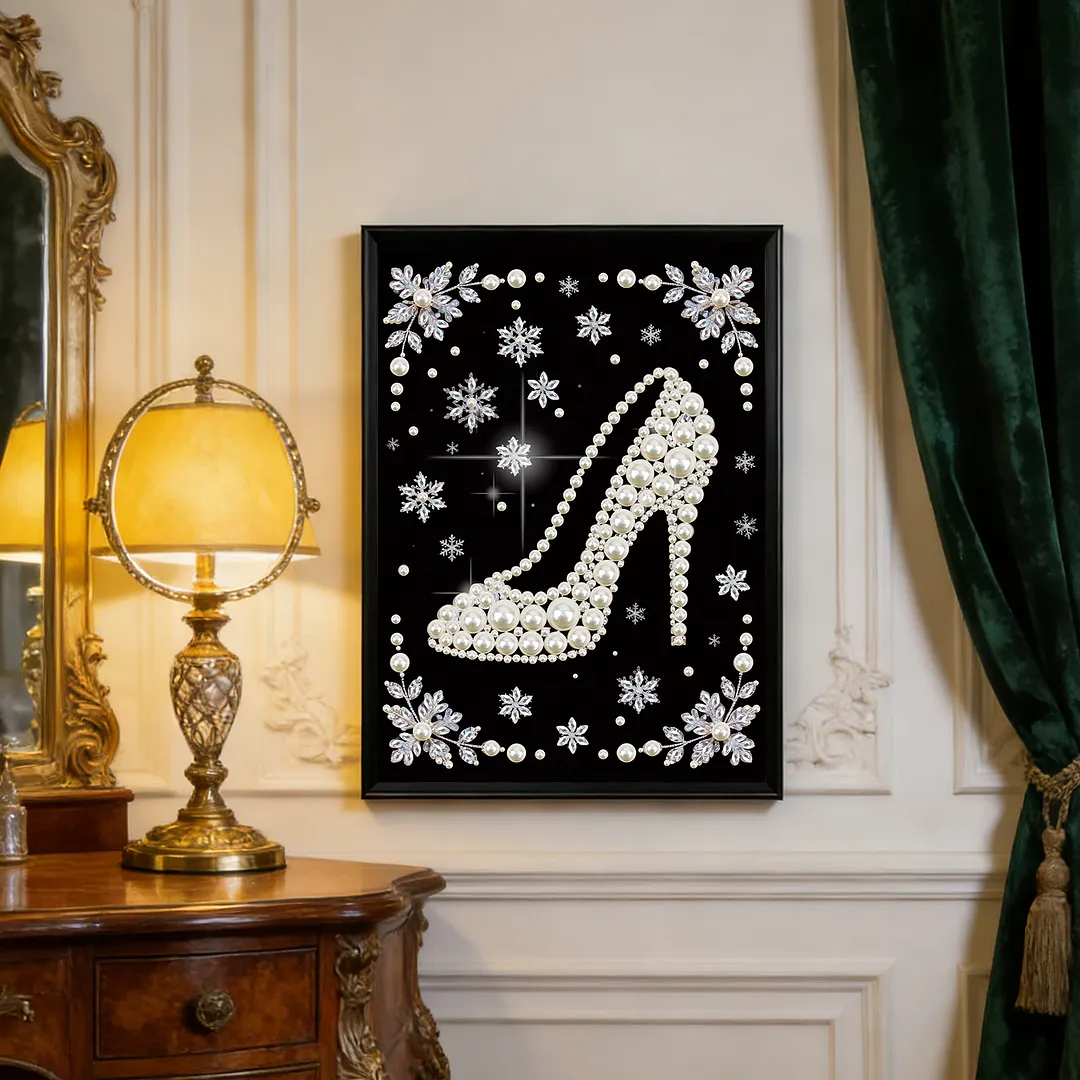 High Heels Special Shaped DIY Partial Drill Diamond Art Pearl Painting Kit for Adults Beginners Home Decor Art Craft Pearl Diamond Painting 30x40cm
