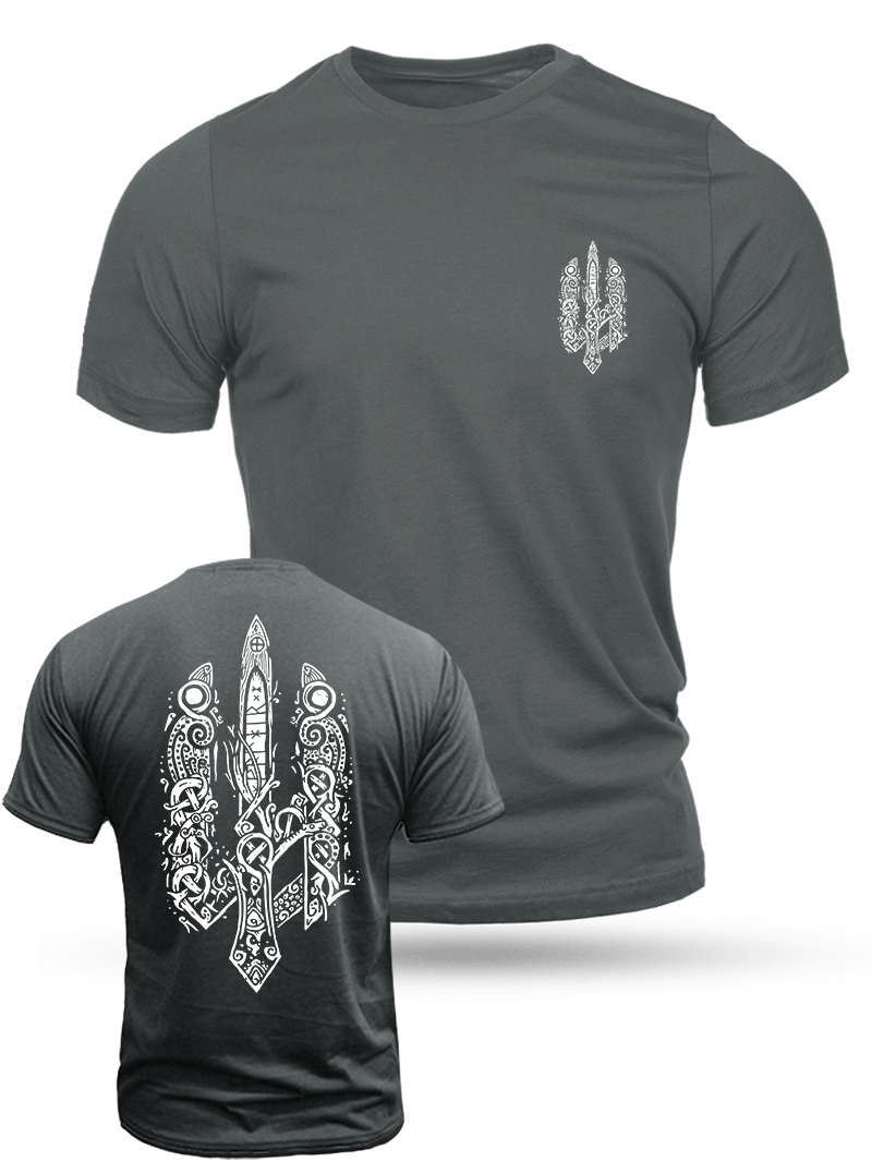 Men's Viking Tattoo Symbol Print Casual Short Sleeve T-shirt