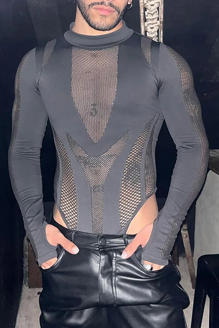 Ciciful See Through Fishnet Bodycon Stretchy Thong Bodysuit