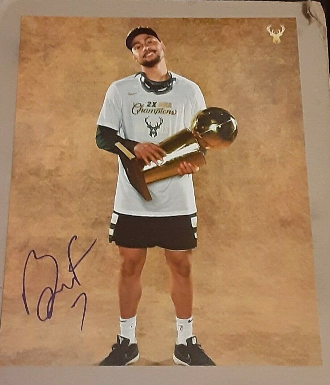 Bryn Forbes Milwaukee Bucks SIGNED AUTOGRAPHED 2021 NBA CHAMPIONS 8x10 Photo Poster painting COA