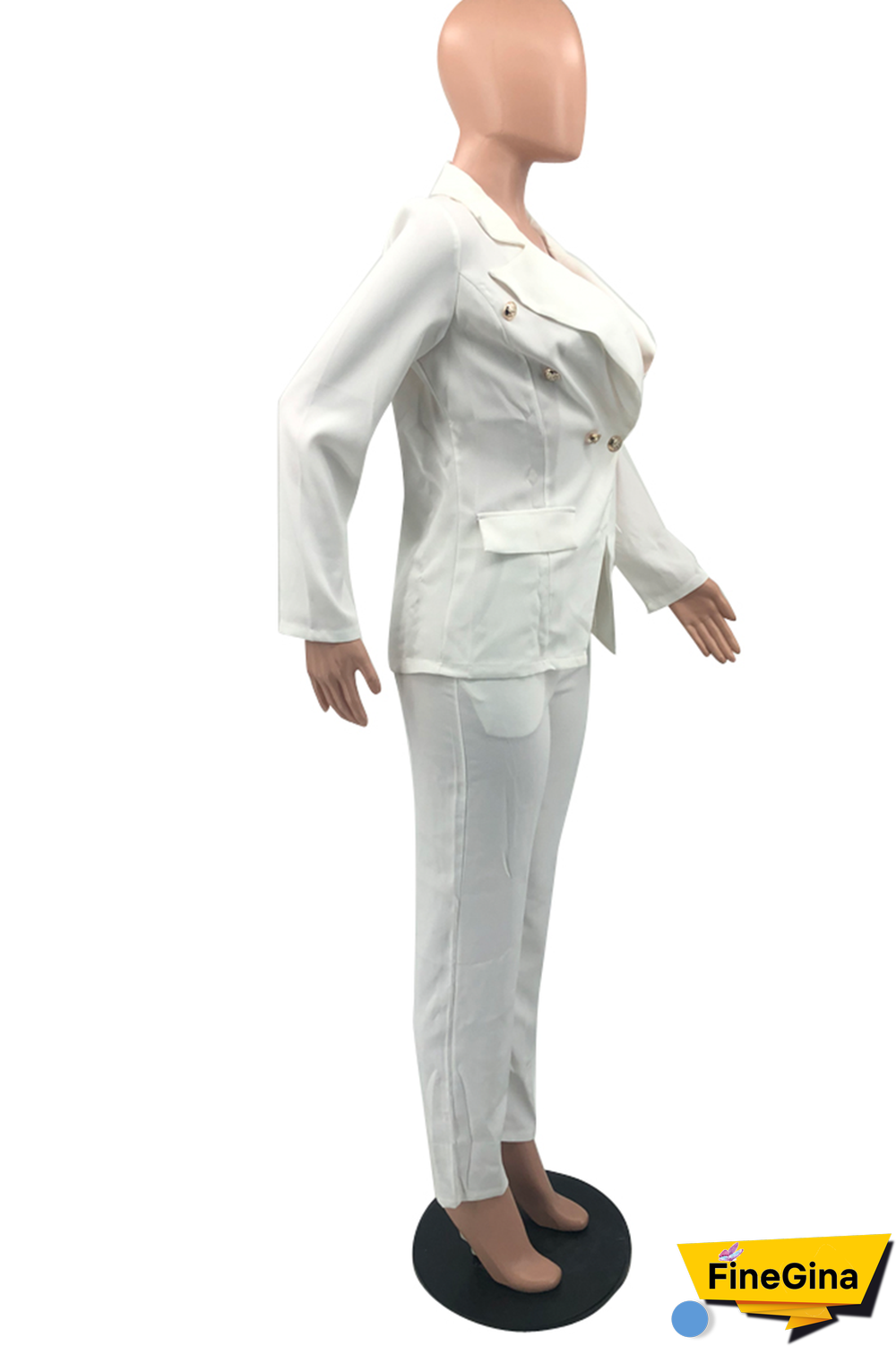 Pink Fashion Solid Buckle Turndown Collar Long Sleeve Two Pieces