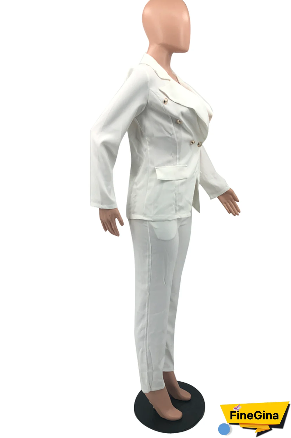 Pink Fashion Solid Buckle Turndown Collar Long Sleeve Two Pieces