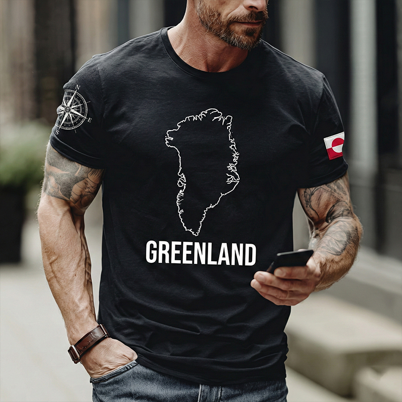 Men's Greenland Map Pattern  Casual T-shirt artswardrobe