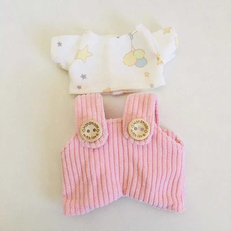 17cm Vinyl Plush Doll Clothes Pull Cloth Pendant T-shirt Button Suspender Pants Clothing Accessories Blind Box Doll Clothes