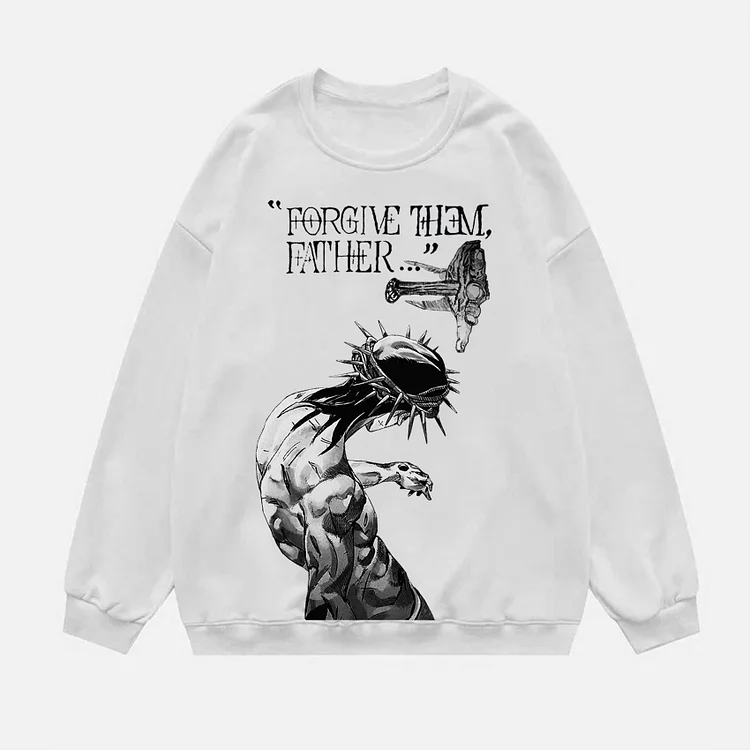 Forgive Them Father Print Graphics Oversized Sweatshirt