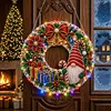 DIY Special Shaped Diamond Painting Wreath, Double-Sided Printing Christmas Wreath Hanging with LED Light Decor Kit 